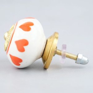 Handmade Wholesale Ceramic Knobs Orange <b>White</b> Heart Design <b>Cabinet</b> Knob Drawer Pulls Door Handles Bulk Lot - Product Image 4