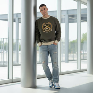 Sweat-shirt à col rond pour homme, couleur personnalisée, logo imprimé, coupe classique, tricoté, vêtements décontractés, hiver, respirant, écologique - Product Image 1