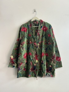 Robe en velours à imprimé floral avec ceinture, manches longues, veste pour femme printemps - Product Image 5
