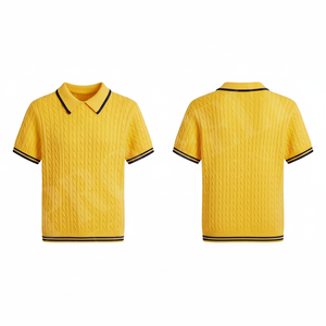 Hot Sale Knitted Custom Design Whole Sale Trendy Polo Shirt with <b>White</b> Collar and Stripes Casual Knitwear Polo <b>Tee</b> Short Sleeve - Product Image 2