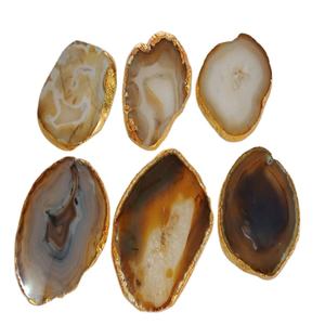 Golden Border Rim Gemstone <b>Crystal</b> <b>Coaster</b> from India - Product Image 1