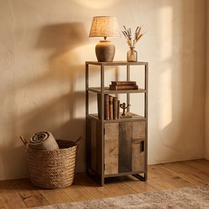 Apino Durable Eco-Friendly Scandinavian Modern Small <b>Solid</b> <b>Wood</b> Freestanding <b>Bookcase</b> Door Open Shelf Living Room Home Office - Product Image 2