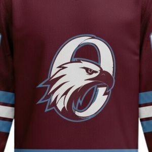 Men Maroon Blue Sublimated <b>Ice</b> Hockey Printable Polyester V Neck Jersey Long Sleeve Team Wear Training Sports Clothing - Product Image 5