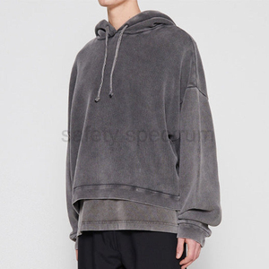 Sweat-shirts à capuche pour hommes de qualité supérieure, effet délavé à l'acide, pour l'hiver |   Impression numérique avec logo personnalisé |   Imperméable, respirant, coupe ample - Product Image 2