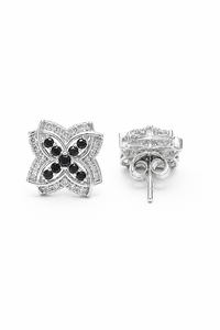 Boucles d'oreilles en diamant noir en argent sterling 92,5 KLST-30703 - Product Image 3