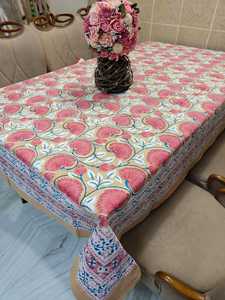 Premium cotton hand block printed <b>table</b> <b>cloth</b> for hotel wedding home party in rectangle square <b>round</b> shape handcrafted in Jaipur - Product Image 3