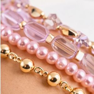Rizir Bohemia Christian Fashion 14K Gold Plated Plastic Beaded <b>Bracelet</b> <b>Set</b> Women Handmade Imitation Pearl Stackable <b>Bracelets</b> - Product Image 3