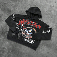 Sweat à capuche surdimensionné pour homme avec strass graphiques |   Pull en molleton 100% coton |   Street Life Automne OEM