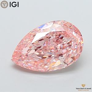 เพชร CVD ที่ได้รับการรับรองจาก IGI น้ำหนัก 4.00 กะรัต รูปทรงลูกแพร์ สีชมพูสดใส ระดับความสะอาด VS2 เหมาะสำหรับเป็นจุดศูนย์กลางที่โดดเด่น - Product Image 1