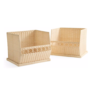 Cestas de Almacenamiento Apilables de Mimbre con Frente Abierto, Paquete de 2 Contenedores Medianos para Organizar la Encimera, Juguetes, Libros, Armario, Oficina, Decoración Boho - Product Image 2