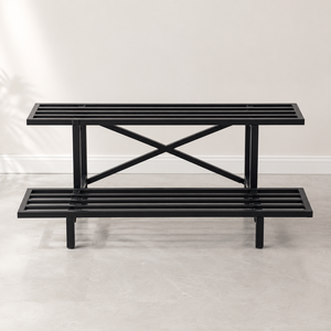 Soporte de Metal Negro de 2 Niveles para Plantas, Estante para Macetas, Exhibidor de Jardín Interior y Exterior para Hogar, Balcón, Patio - Product Image 1