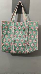 Bolsa de Mano de Algodón Ligera y Ecológica, Hecha a Mano con Estampado Indio, de Color Sólido, para Compras, para Mujer, Primavera, Todas las Temporadas - Product Image 5