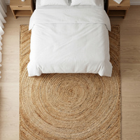 Natürlicher Handgewebter Jute-Teppich Rechteckig Geometrisches Muster Moderner Rutschfester Bereichsteppich Wohnzimmer Schlafzimmer Eingang Esszimmer Zuhause