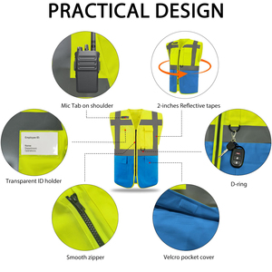 High Visibility Safety Vest Breathable Fabric Reflective Stripes For Roadside Maintenance Railway Workers Industrial Protection - Product Image 2