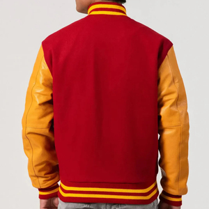 OEM Custom Quality Oversized <b>Yellow</b> Stand Collar Waterproof High Street Winter Varsity Jacket Streetwear Embroidery Front - Product Image 3