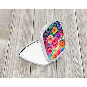 กระจกแต่งหน้าพกพาพับได้พกพาได้สำหรับผู้หญิงและเด็กผู้หญิงคาร์เนชั่นสีสันสดใส - Product Image 2