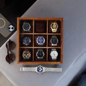 Boîte de rangement pour montres AHTE MANUEXPO UR-065 pour hommes, en bois, 12 emplacements, luxe, bois de rose indien, organisateur de montres fait main, coussinets en velours - Product Image 1