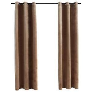 2pcs rideaux occultants en velours beige 37 "x 95" avec anneaux cantonnières et traitements de fenêtre beiges - Product Image 1