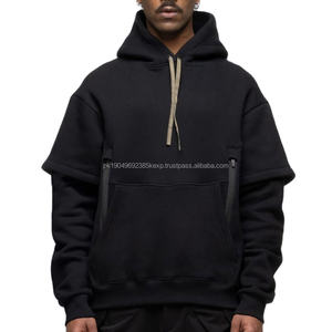 Men's <b>100</b>% Cotton Hooded Sweatshirt Oversize Pullover Custom Print Blank Drop Shoulder Hoodies Heavyweight Hoodie for Mens - Product Image 1