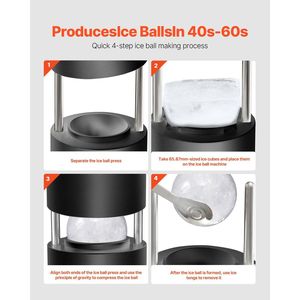 2.4 \ "/60mm chiaro sfera whisky Cocktail Maker ghiaccio per palla premere Kit per strumenti da Bar - Product Image 3