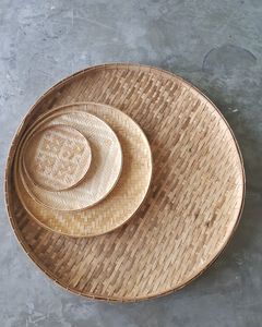 Plateau de service rond en bambou tressé écologique, panier à fruits, vaisselle, accessoire décoratif pour la maison, vente en gros - Meilleures ventes - Product Image 4