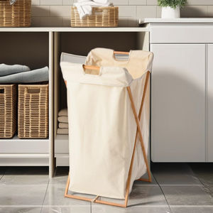 Vente d'usine Hot Seller Panier à linge en bambou à cadre en X Panier à linge pliable de qualité supérieure - Product Image 1