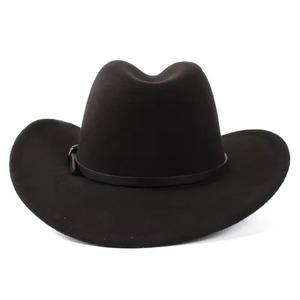 Chapeau de cowboy en feutre de laine avec bande en cuir brodée, couronne conique réglable, idéal pour l'hiver, les voyages, les activités de plein air, écologique, léger et élégant - Product Image 4