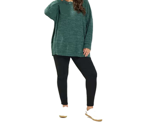 Camiseta transpirable de verano, producto más vendido, camiseta holgada de punto para mujer, cuello redondo, manga tres cuartos, verde sólido - Product Image 2