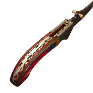Cuchillo Plegable de Acero de Damasco Hecho a Mano con Punta Caída y Mango de Madera, Grado Industrial OEM para Camping, Senderismo, Caza, EDC (7.5-10.5 Pulgadas) - Product Image 3