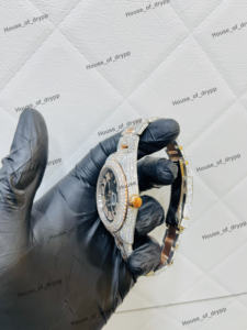 Reloj de Lujo con Diamantes Moissanite y Esfera Azul para Hombre, Estilo Hip Hop con Fecha y Caja de Acero Inoxidable, Reloj Impresionante - Product Image 4