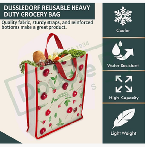 Reusable Eco Cotton <b>Canvas</b> Grocery Shopping <b>Bag</b> with Reinforced Handles <b>Large</b> Carry Tote for Fruits Vegetables Milk Daily Use - Product Image 4