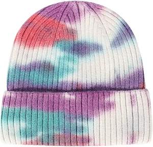 Bonnet d'hiver tie-dye pour femmes, avec logo personnalisé brodé, bonnets côtelés pour hommes et femmes 2026 - Product Image 1
