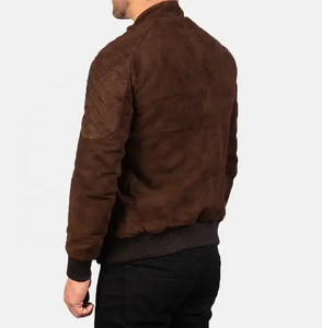 premium Brown <b>Suede</b> Leather Bomber <b>Jacket</b> <b>Mens</b> Casual Motorcycle <b>Jacket</b> Vintage Fashion Zipper Outerwear Winter Coat Custom Logo - Product Image 4