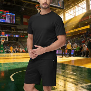 Conjunto Deportivo de Dos Piezas para Hombre, Ligero, Ecológico, Liso, Teñido, para Verano, Playa, Pantalones Cortos y Camiseta - Product Image 3