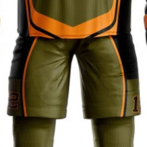 Custom <b>Ice</b> Hockey Uniform Men Adult Olive Green Orange Sublimated Moisture Wicking Full Sleeve Jersey Pants Set Winter - Product Image 6