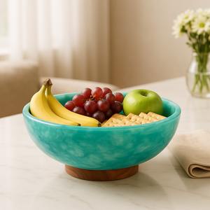 Bol de service décoratif de luxe en résine époxy polie, écologique et minimaliste, pour la décoration intérieure de table, ajoutant une profondeur artistique - Product Image 5