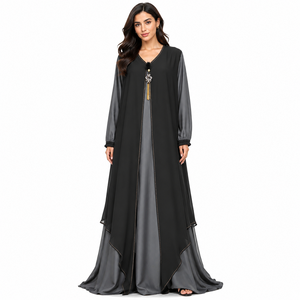 Princess Cut <b>Open</b> <b>Abaya</b> Royal Layered <b>Satin</b> <b>Abaya</b> Turkish <b>Satin</b> Layer <b>Abaya</b> Butterfly Front <b>Open</b> <b>Abaya</b> - Product Image 1