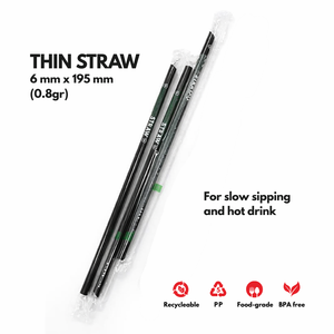 หลอดพลาสติกโพลีโพรพิลีน PP ห่อพลาสติกแยกชิ้น 250 ชิ้น เส้นผ่านศูนย์กลาง 6 มม. ความยาว 210 มม. ผลิตในอินโดนีเซีย - Product Image 1
