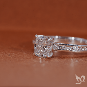 1CT Elongated <b>Cushion</b> Lab Diamond <b>Ring</b> Channel Pave Band IGI Certified 10K White Gold Engagement <b>Ring</b> - Product Image 2