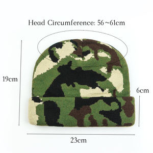Gorro de Punto de Camuflaje Unisex para Adultos, Gorro de Invierno 100% Acrílico, Estilo Casual con Puño, Circunferencia de Cabeza 56-58CM - Product Image 3