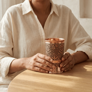 Copper Tumbler Handmade Embossed Drinking Glass Vintage Pattern Portable <b>Cup</b> for Home Party Wedding - Product Image 5