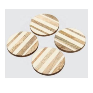 Sous-verre incrusté d'os, lot de 4 sous-verres à rayures, motif thé café boisson en os, table à manger, protection contre la chaleur, sous-verre de cuisine, nouveauté - Product Image 1