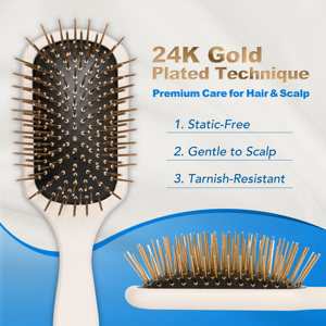 Cepillo de Pelo Profesional Befanty para Salón, Cepillo de Masaje para Cuero Cabelludo con Oro de 24K, Mango de Madera de Haya, Tamaño Grande - Product Image 2