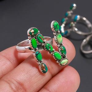 Wholesale <b>Ring</b> New Arrival Natural Copper <b>Turquoise</b> Gemstone Birthday Oval Shape Jewelry 925 Sterling Silver <b>Ring</b> - Product Image 1