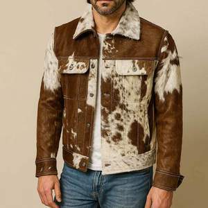 Leather <b>jacket</b> customize color customize size customize logo street wear stand collar high quality product cow skin - Product Image 1