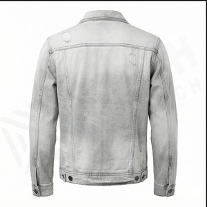 Chaqueta vaquera informal de invierno para hombre de calidad garantizada blanca con logotipo personalizable de tela transpirable y precio bajo - Product Image 3
