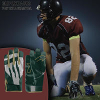 Guantes de Fútbol Personalizados HH-AF-043 Verdes con Detalles Dorados, Diseño de Palma Blanca, Estilo con Logotipo, Alta Retención de Aire, Transpirables, Agarre Mejorado