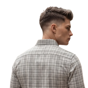 Chemise en flanelle à carreaux gris brun pour homme, manches longues, boutonnée, chemise décontractée à carreaux, tissu brossé doux, streetwear quotidien - Product Image 4