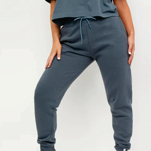 Pantalon de jogging décontracté taille haute pour femme, couleur unie, en coton, confortable, respirant, taille élastique - Product Image 1