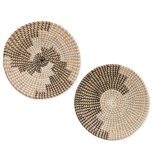 Plaque murale décorative en herbe Sabai tressée à la main, motif spirale vibrant, art de panier pour salon et cuisine rustique - Product Image 4